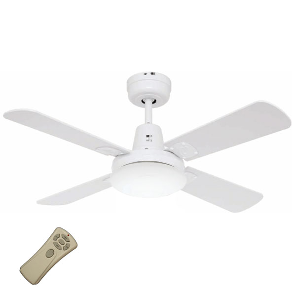 Swift Mini Ceiling Fan with Light &amp; Remote – White 36″