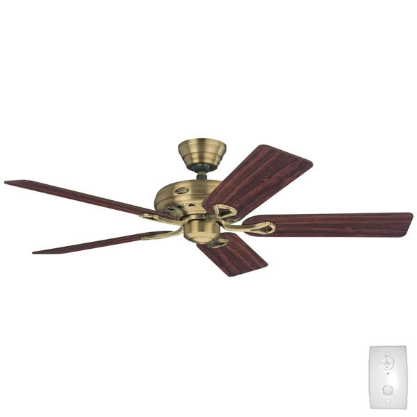 Hunter Savoy Ceiling Fan With Wall Control Antique Brass 52 Savoy Ceiling Fan