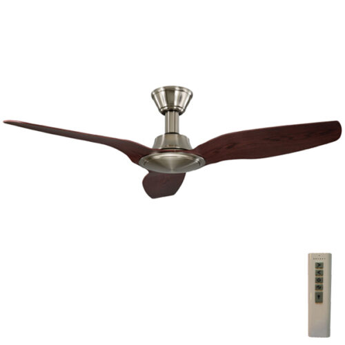 Trident Dc Ceiling Fan High Airflow Satin Nickel With Walnut Blades 56