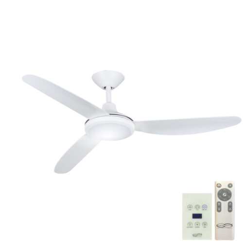 Polar V2 DC Ceiling Fan by Hunter Pacific with LED Light and Wall Control - White 56"