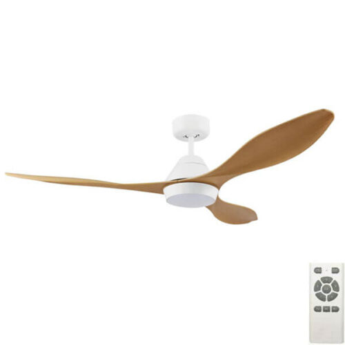 Nevis LED Ceiling Fan White and Bamboo Blades