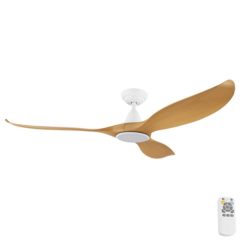 Large Noosa DC Ceiling Fan White with Bamboo Blades 60"