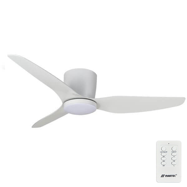 Flush Ceiling Fan By Martec With Cct, White Ceiling Fan With Light And Remote