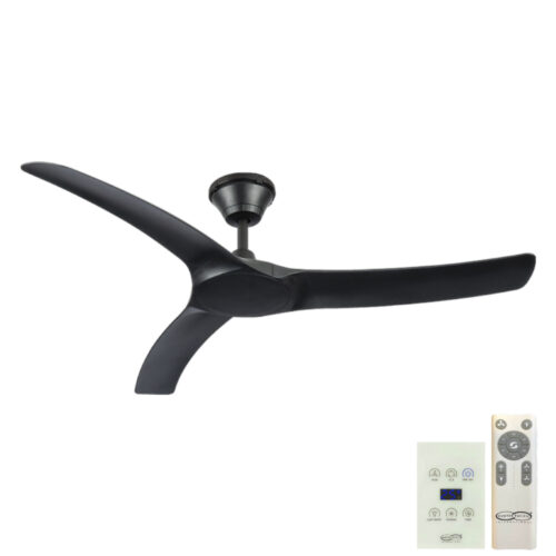 Aqua V2 IP66 DC Ceiling Fan by Hunter Pacific with Wall Control - Black 52"