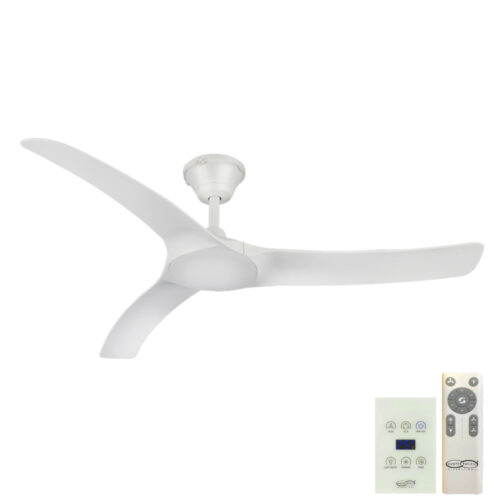 Aqua V2 IP66 DC Ceiling Fan by Hunter Pacific with Wall Control - White 52"
