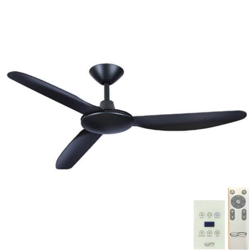 Polar V2 DC Ceiling Fan by Hunter Pacific with Wall Control - Matt Black 48"