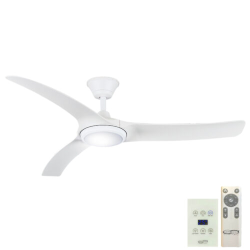 Aqua V2 DC IP66 Rated Ceiling Fan with Dimmable LED & Remote - White 52" by Hunter Pacific