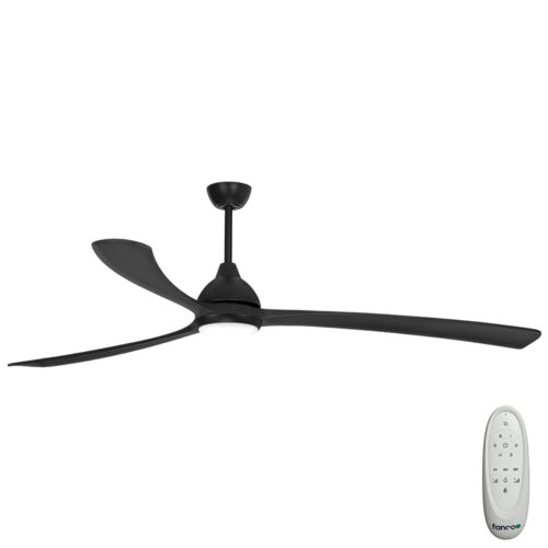 Fanco Sanctuary DC Ceiling Fan with CCT LED Light & Remote - Black with Solid Timber Blades 86" - main