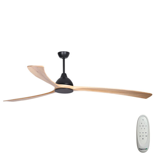 Sanctuary DC Ceiling Fan by Fanco - Black with Natural Timber Blades 86" - main