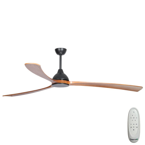 Sanctuary DC Ceiling Fan by Fanco - Black with Teak Timber Blades 86" - main