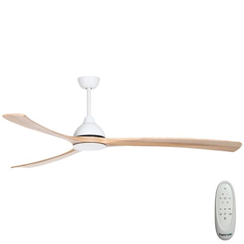 Sanctuary DC Ceiling Fan by Fanco - White with Natural Timber Blades 86" - main