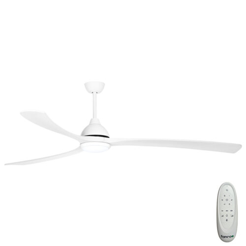 Fanco Sanctuary DC Ceiling Fan with CCT LED Light & Remote - White with Solid Timber Blades 86" - main