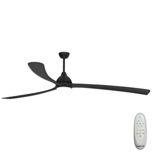 Fanco Sanctuary DC Ceiling Fan with CCT LED Light & Remote - Black with Solid Timber Blades 92" - main