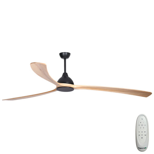Sanctuary DC Ceiling Fan 92" by Fanco - Black with Natural Timber Blades - main