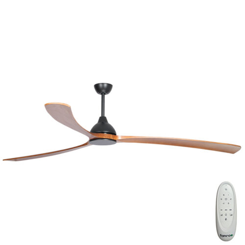 Sanctuary DC Ceiling Fan by Fanco - Black with Teak Timber Blades 92" - main