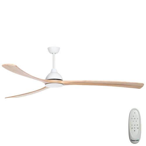 Sanctuary DC Ceiling Fan by Fanco - White with Natural Timber Blades 92" - main