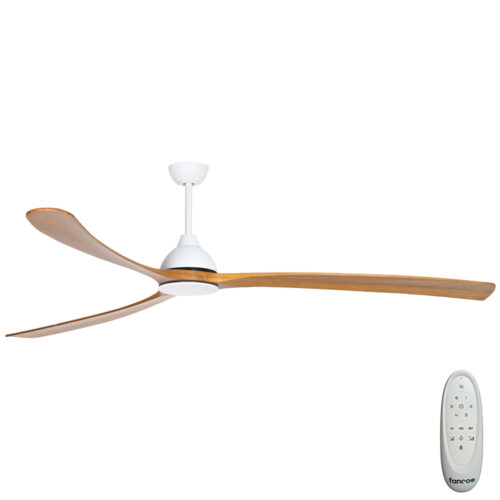 Sanctuary DC Ceiling Fan 92" by Fanco - White with Teak Timber Blades
