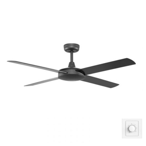 Fanco Eco Silent Deluxe 52" Ceiling Fan with Wall Control in Black Finish