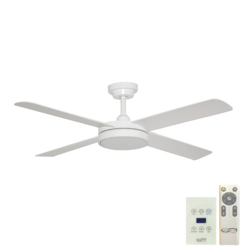 Pinnacle V2 DC Ceiling Fan by Hunter Pacific with LED Light and Wall Control - White 52"