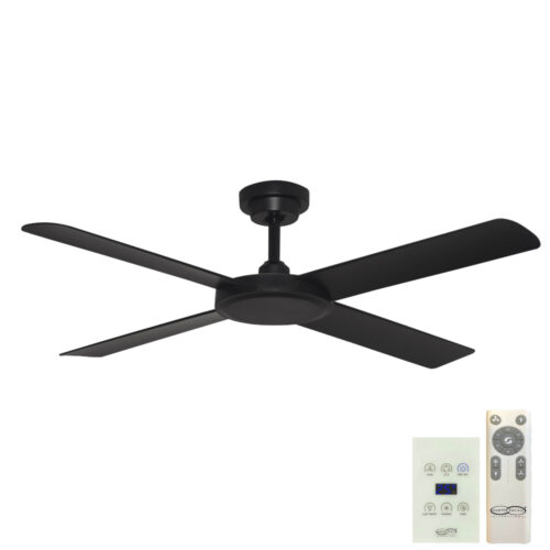 Pinnacle DC V2 Ceiling Fan by Hunter Pacific with Wall Control - Matte Black 52"