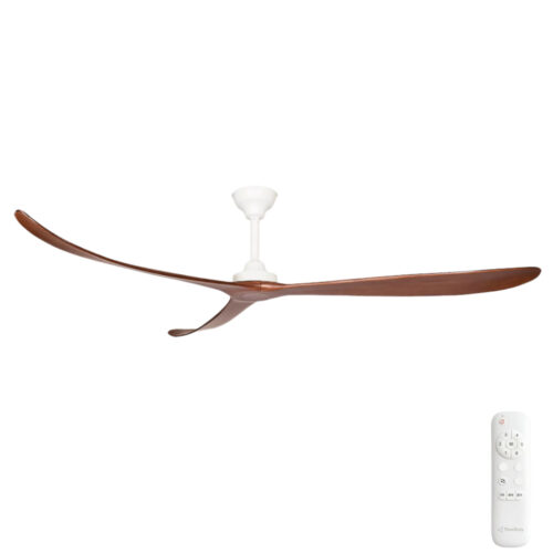 Kirra DC Ceiling Fan 100" by Three Sixty - White with Walnut Timber Blades