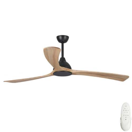 Fanco Sanctuary DC 70-inch Ceiling Fan in Black motor and Natural Timber Blades