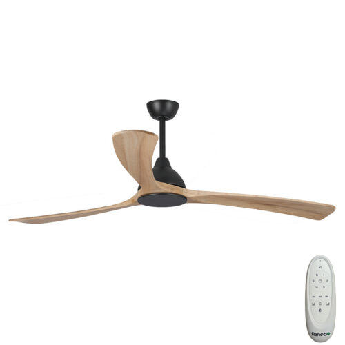 Sanctuary DC Ceiling Fan by Fanco - Black with Natural Timber Blades 70" - main