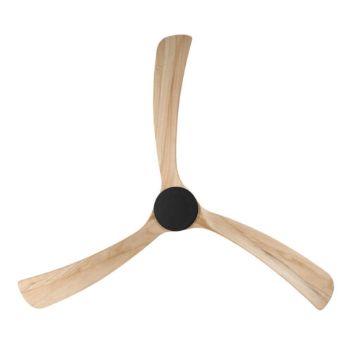 Sanctuary DC Ceiling Fan by Fanco - Black with Natural Timber Blades 70" - under view