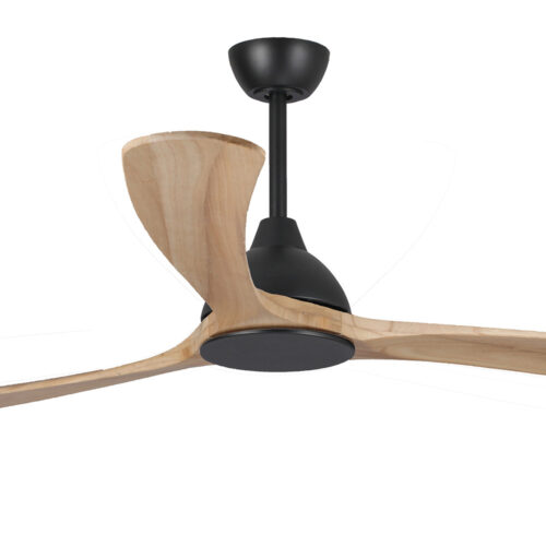 Sanctuary DC Ceiling Fan by Fanco - Black with Natural Timber Blades 70" - close up