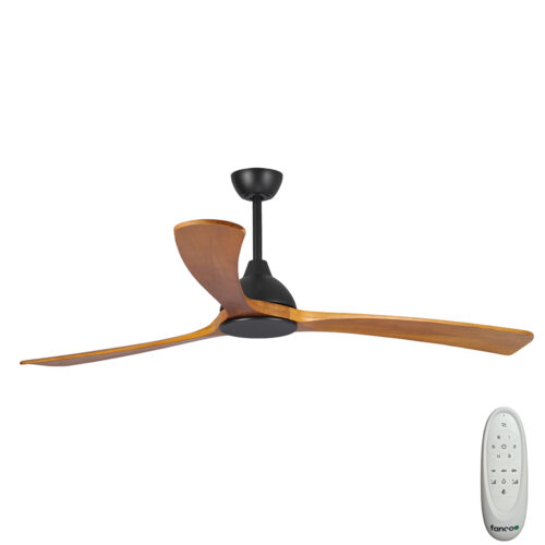 Sanctuary DC Ceiling Fan by Fanco - Black with Teak Timber Blades 70" - main