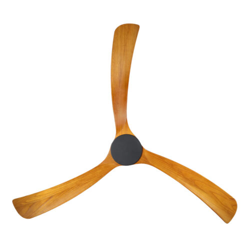 Sanctuary DC Ceiling Fan by Fanco - Black with Teak Timber Blades 70" - under view
