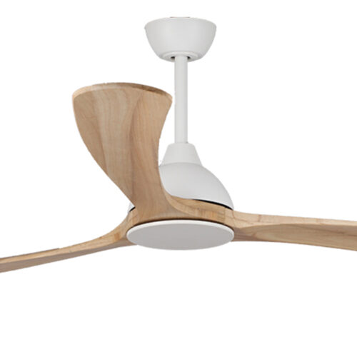 Sanctuary DC Ceiling Fan 70" by Fanco - White with Natural Timber Blades - close up