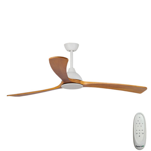 Sanctuary DC Ceiling Fan by Fanco - White with Teak Timber Blades 70" - main