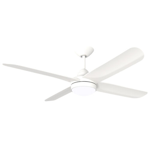 X-Over 4 Blade DC Ceiling Fan by Hunter Pacific with LED Light and Wall Control - White 52"