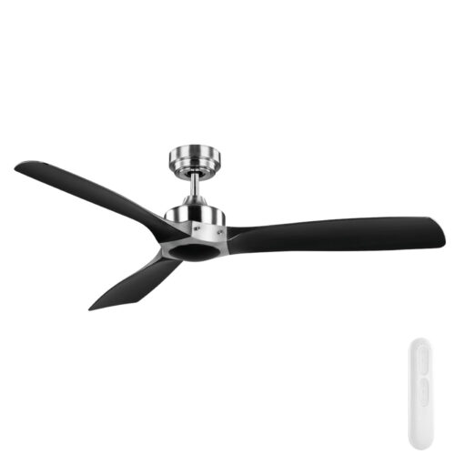 Minota Ikuü SMART DC Ceiling Fan by Mercator - Brushed Chrome with Black Blades 52"