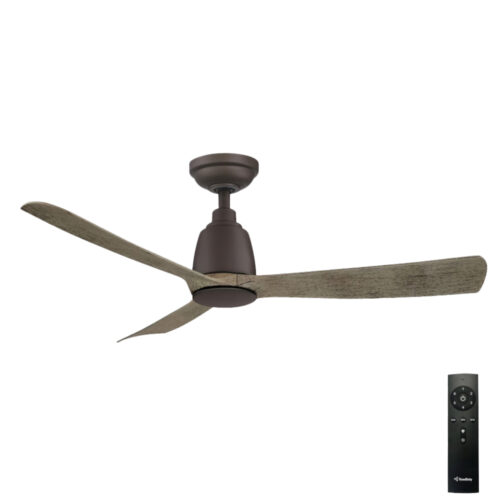 Three Sixty Kute DC Ceiling Fan with Remote in Graphite with Weathered Wood 44-inch