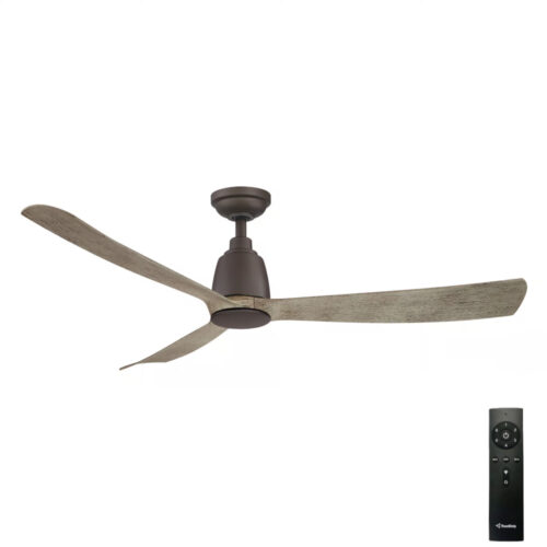 Three Sixty Kute DC Ceiling Fan with Remote in Graphite with Weathered Wood 52-inch