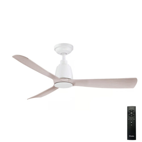 Three Sixty Kute DC Ceiling Fan with Remote in White with Washed Oak 44-inch
