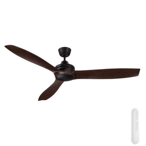 Lora DC Ceiling Fan by Mercator - Black with Dark Timber Blades 60"