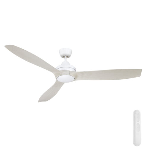 Lora DC Ceiling Fan by Mercator - White with Light Timber Blades 60"