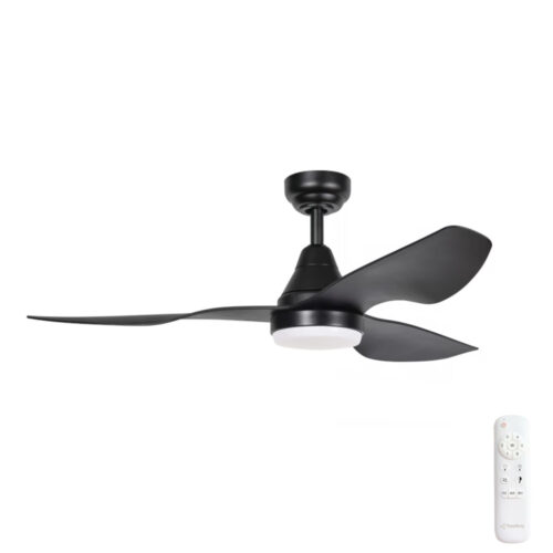 Simplicity DC Ceiling Fan by Three Sixty with LED Light - Black 45"