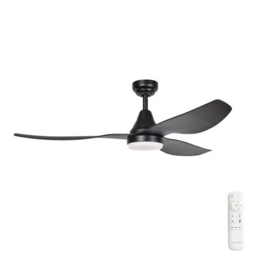 Simplicity DC Ceiling Fan by Three Sixty with LED Light - Black 52"