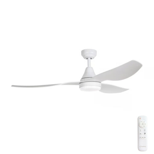 Simplicity DC Ceiling Fan by Three Sixty with LED Light - White 52"