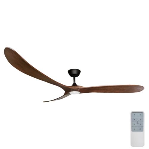 Timbr DC Ceiling Fan by Three Sixty with LED Light - Black with Walnut Blades 72"
