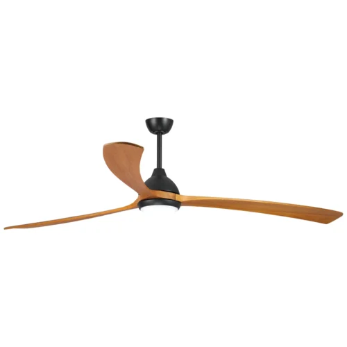 Sanctuary DC Ceiling Fan by Fanco with LED Light & Remote - Black with Teak Timber Blades 86"