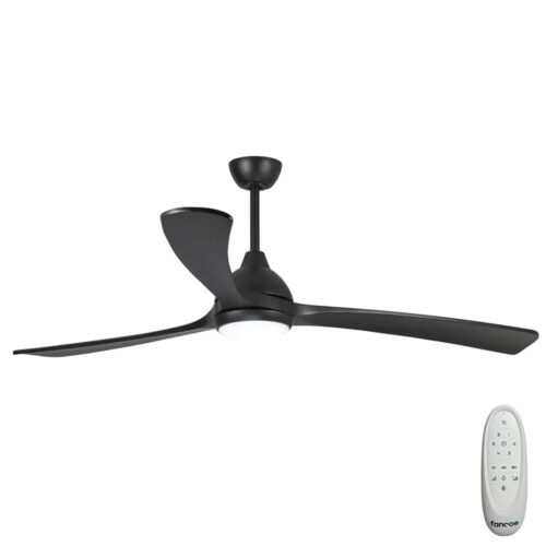 Fanco Sanctuary DC Ceiling Fan with CCT LED Light & Remote - Black with Solid Timber Blades 70" - main