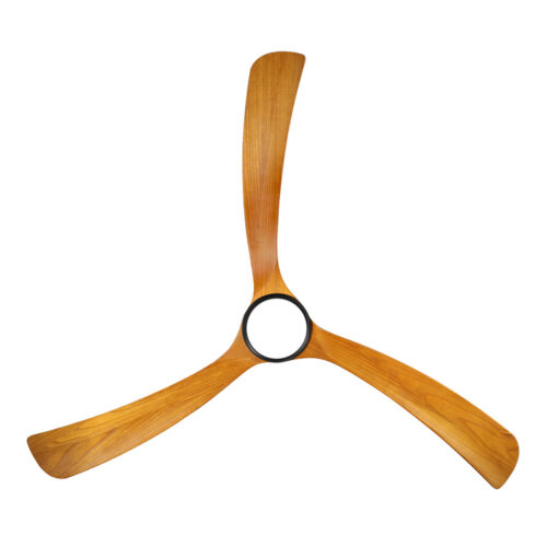 Fanco Sanctuary DC Ceiling Fan with CCT LED Light & Remote - Black with Solid Timber Teak Blades 70 - under view