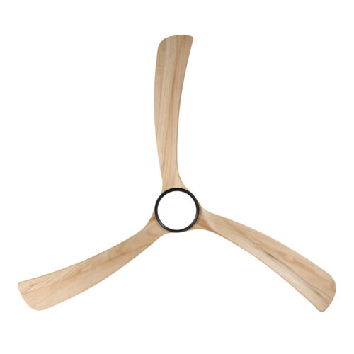 Fanco Sanctuary DC Ceiling Fan with CCT LED Light & Remote - Black with Natural Timber Blades 70" - under view