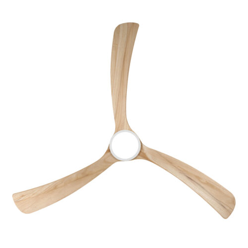 Fanco Sanctuary DC Ceiling Fan with CCT LED Light & Natural - White with Natural Timber Blades 70" - under view