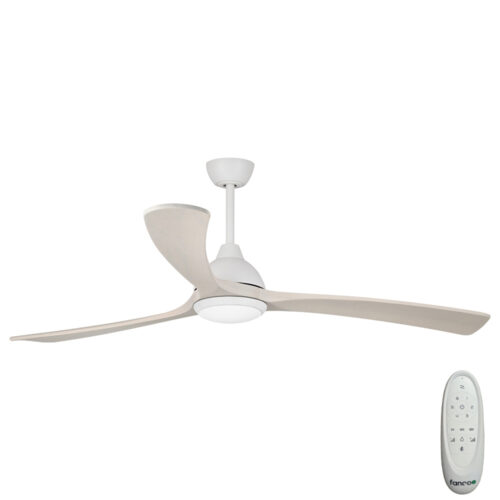 Fanco Sanctuary DC Ceiling Fan with CCT LED Light & Remote - White with Solid Timber Blades 70" - main